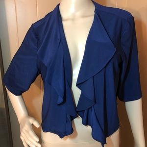 R&K Navy Blue Open Front Draped Jacket Sz 14